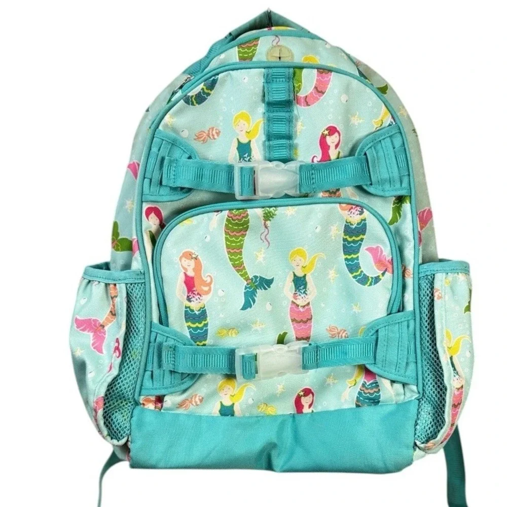 Pottery Barn Kids Girls Mackenzie Backpack Large Aqua Mermaids School Bag